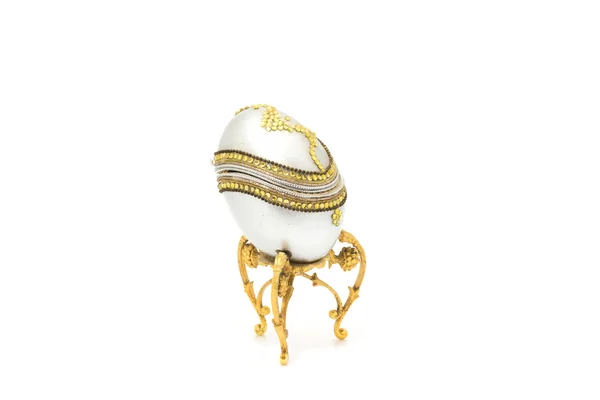Handmade silver egg wedding ring box — Stock Photo, Image