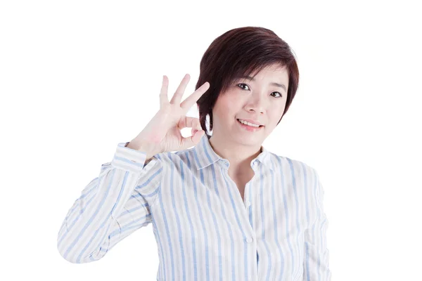 Beautyful asian woman smiling isolated on white background — Stock Photo, Image