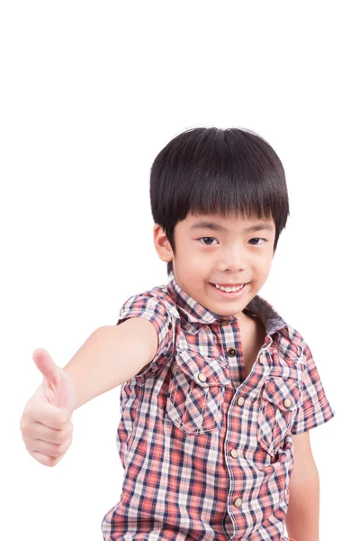 Счастливый мальчик показывает большие пальцы вверх жестом — стоковое фото