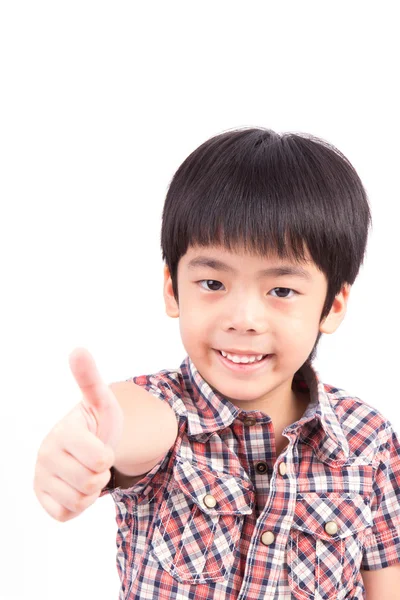 Felice ragazzo mostrando pollici su gesto — Foto Stock