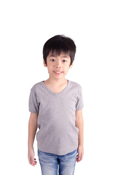 Retrato de niño alegre feliz aislado sobre fondo blanco — Foto de Stock