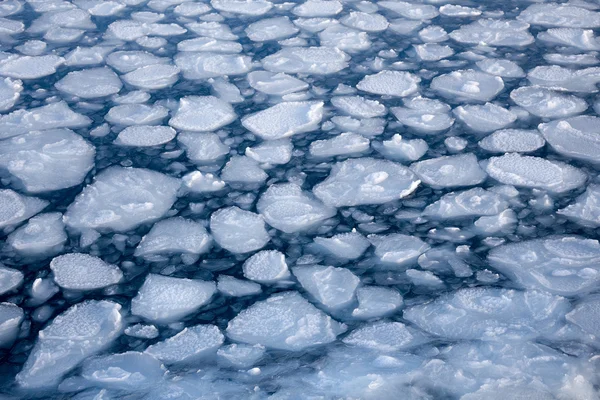 Winter aard achtergrond met blokken van ijs op bevroren blauwe zee — Stockfoto