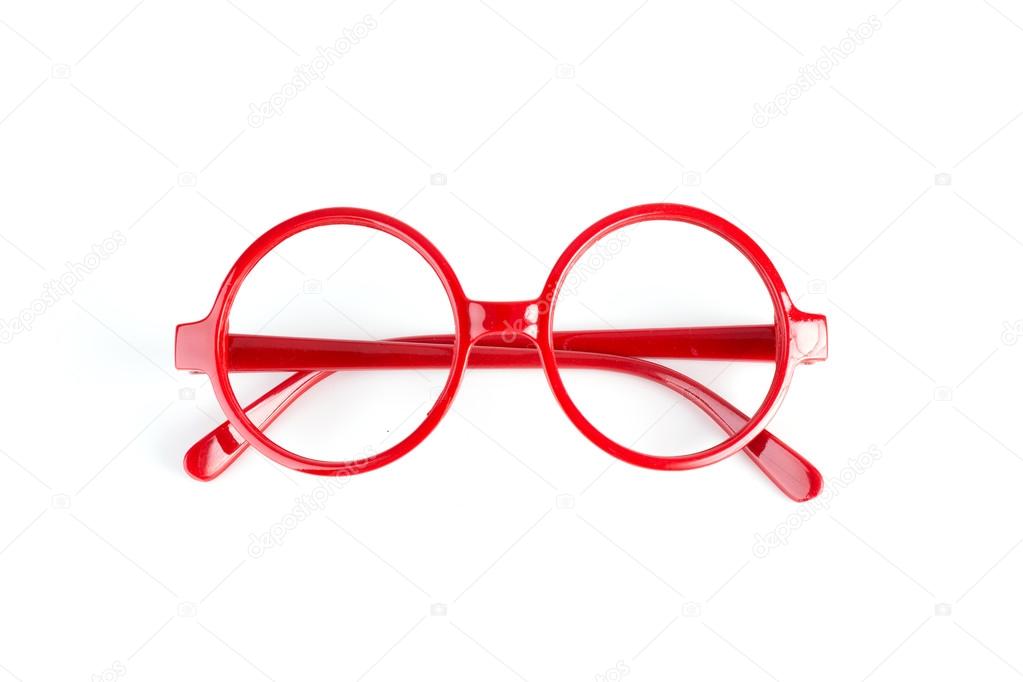 red fashion glasses isolated on white