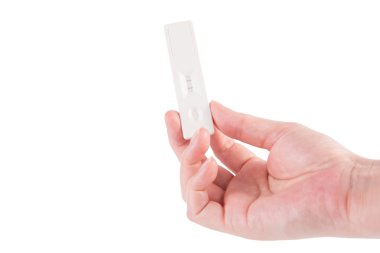 kadın el pozitif gebelik testi, üzerinde beyaz izole tutarak