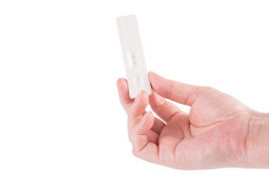 Hamilelik testi üzerine beyaz izole el