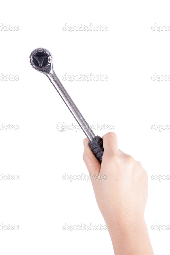 woman hand working with spanner