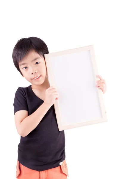 Портрет счастливого маленького мальчика с белым чистым белым, изолированным на белом — стоковое фото