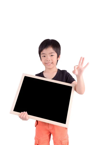白空白の白 b 上に分離されて幸せな少年のポートレート — ストック写真