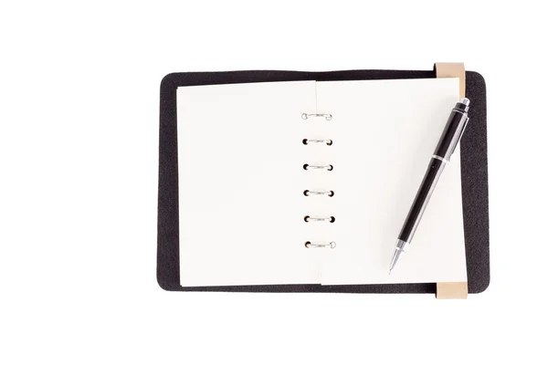 Στυλό με βιβλίο που απομονώνονται σε λευκό — Φωτογραφία Αρχείου