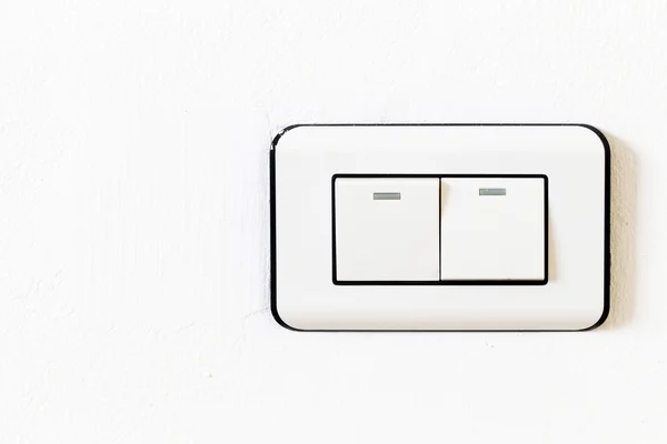 Double Lightswitch on White Wall On and Off — Stock Photo, Image