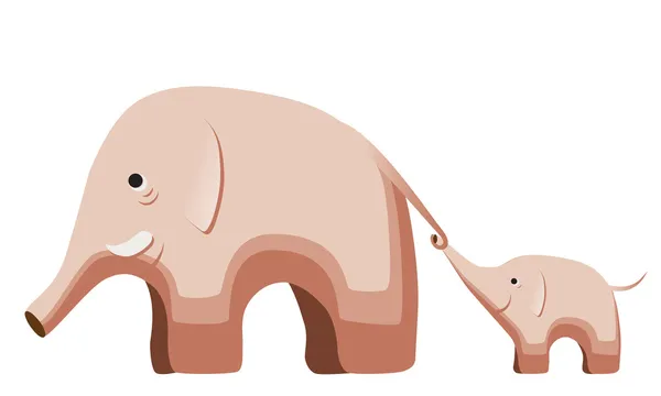 친절 한 코끼리와 작은 코끼리 — 스톡 벡터