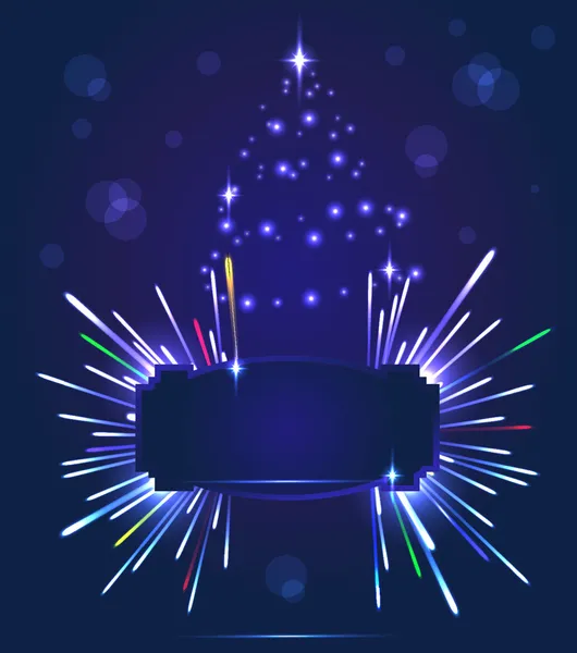 Salute en nieuwe jaar boom-vector geïsoleerd op donker blauw backgro Stockvector
