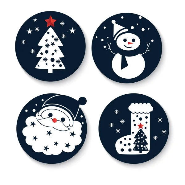 Символы нового года: Дед Мороз, ель, валенок, снеговик — стоковый вектор