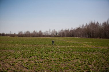 Rus roketi ekilmiş bir tarlada duruyor.