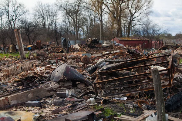 Destroyed Ukrainian House Russian Bomb — Stock Photo, Image