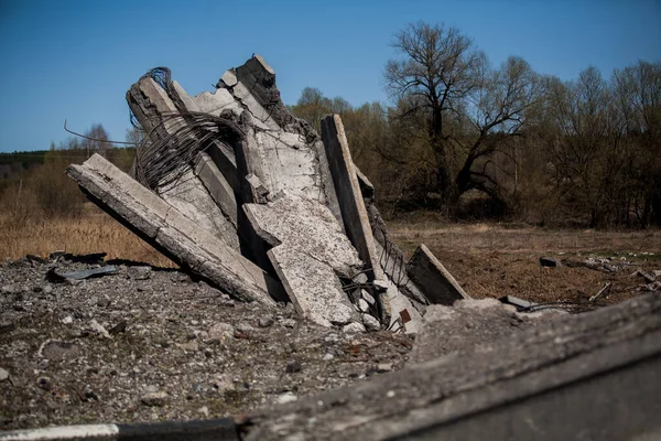 Bridge Destroyed Russians Retreat — Stockfoto