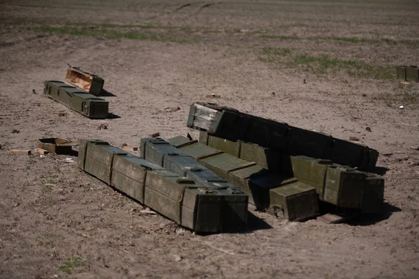 Коробки Боеприпасами Оставленные Русской Армией — стоковое фото
