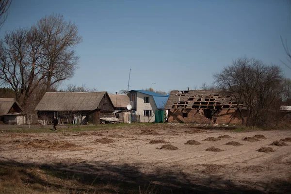 Destroyed Houses Russian Shelling — стоковое фото