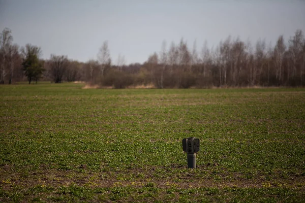 Rus roketi ekilmiş bir tarlada duruyor.