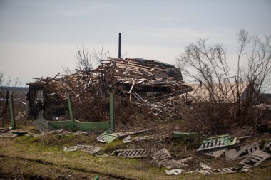 Destroyed house after Russian airstrike