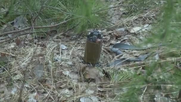 Installed Russian Personnel Mine Pom — стоковое видео