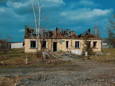 Destroyed house after Russian bombardment