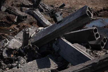 Bridge destroyed by the Russians the retreat