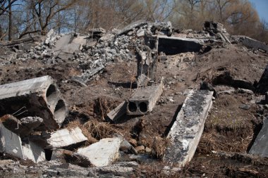 Bridge destroyed by the Russians the retreat