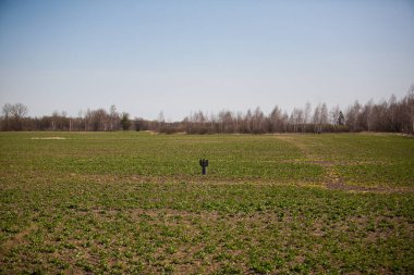Rus roketi ekilmiş bir tarlada duruyor.