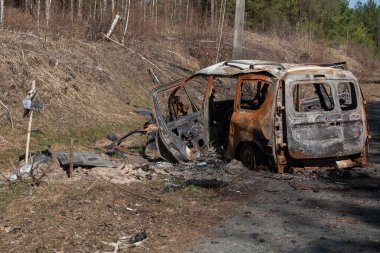 Car shot by Russian military in Ukraine