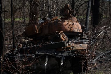 Burnt Russian tank in Ukraine