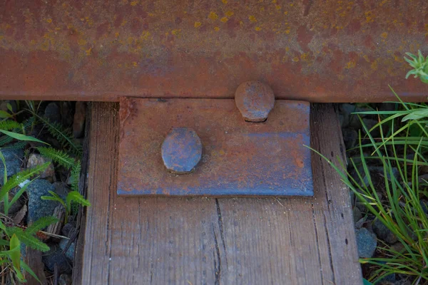 Old Abandoned Wooden Railway Sleepers Rails — Fotografia de Stock