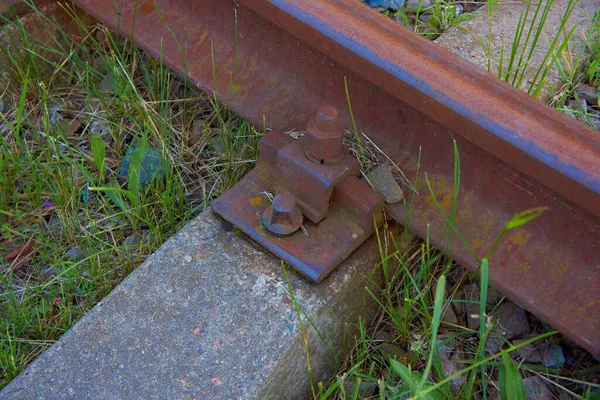 Old Abandoned Wooden Railway Sleepers Rails — Stock fotografie