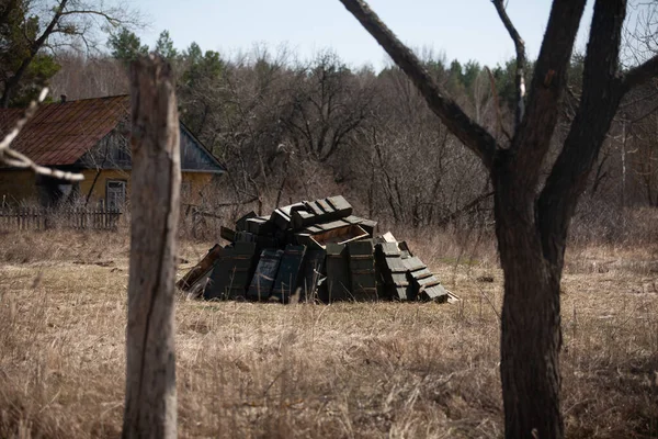 Rus ordusunun geride bıraktığı boş cephane kutuları..