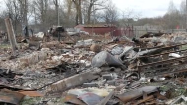 Destroyed house after being hit by a Russian bomb