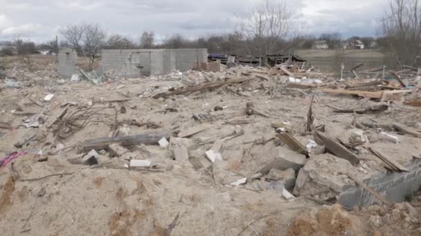 Ruines Une Maison Privée Après Une Bombe Russe — Video