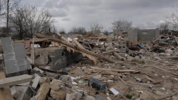 Ruines Une Maison Privée Après Une Bombe Russe — Video