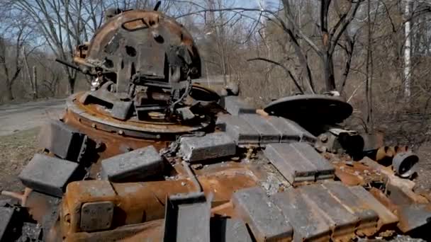 Bir Rus Tankının Kulesi Mayında Havaya Uçtu — Stok video