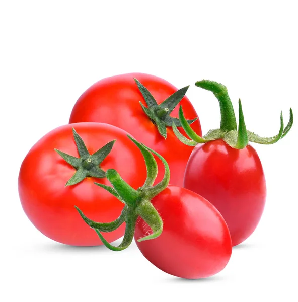 Tomat Merah Segar Bulat Oval Pada Latar Belakang Putih — Stok Foto