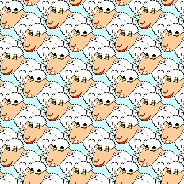 Design seamless pattern with cartoon sheep — Stock Vector