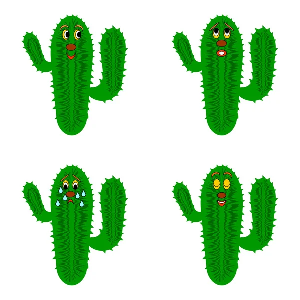 Divertidos cactus de dibujos animados — Archivo Imágenes Vectoriales