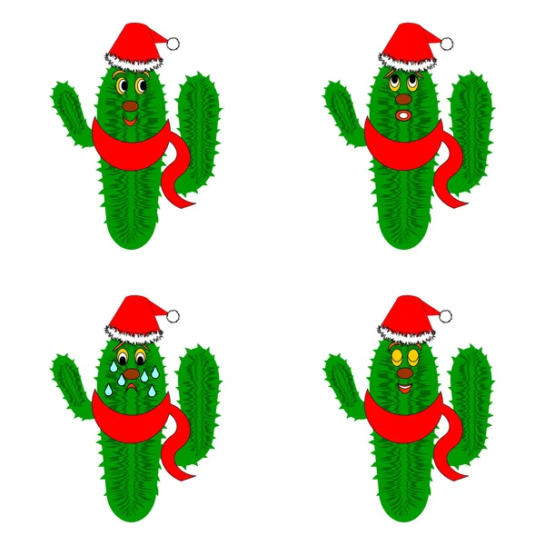 Divertidos cactus navideños — Archivo Imágenes Vectoriales