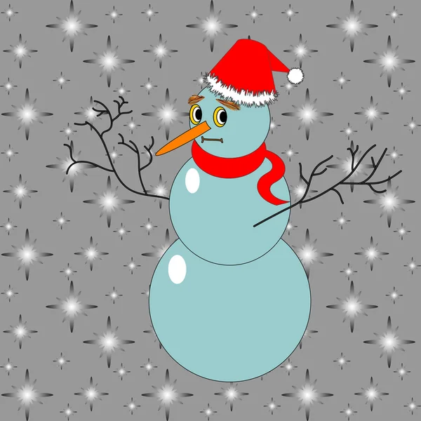 A funny Christmas snowman — Stock Vector