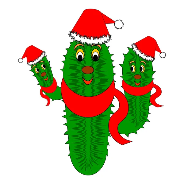 Drôle de cactus de Noël — Image vectorielle