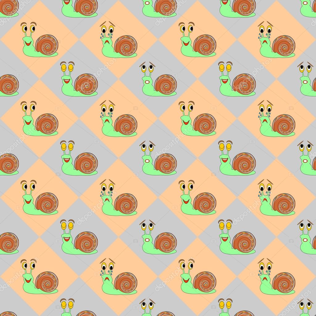 Colorato bambini rombi con lumache cartone animato divertente arte vettoriale — Vettoriali di amicabel