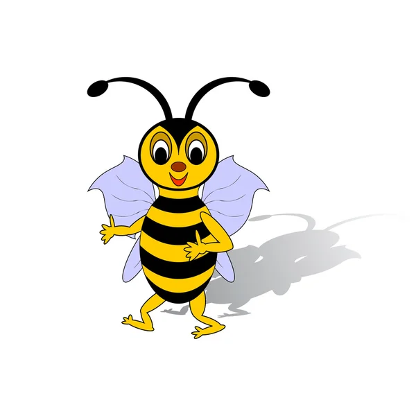 A funny cartoon bee isolated on a white background — Stock Vector