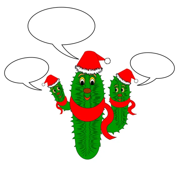 Un cactus navideño divertido con burbujas de habla — Archivo Imágenes Vectoriales