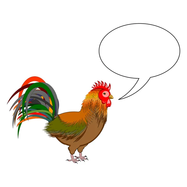 A rooster with a talking bubble — Stock Vector