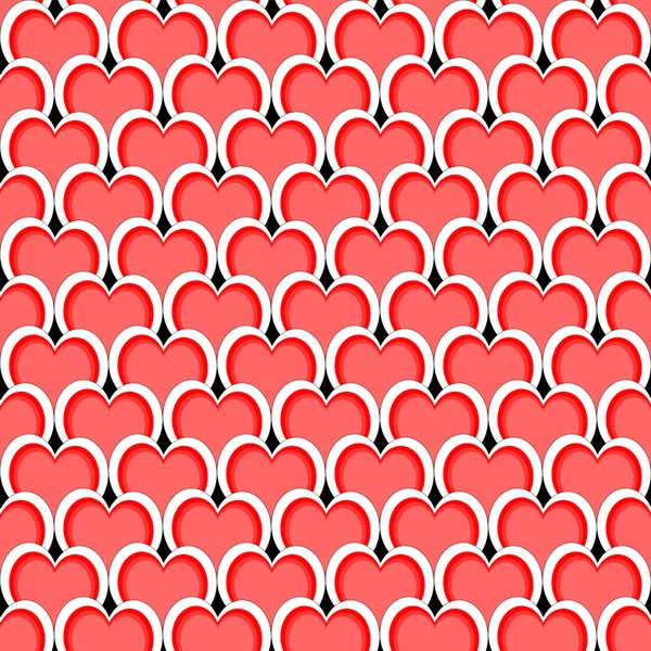 Design nahtlose rote Herz diagonalen Hintergrund — Stockvektor