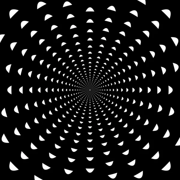 Monocromo perspectiva abstracta embudo movimiento telón de fondo en op art — Vector de stock